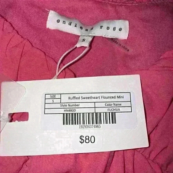 Endless Rose Ruffled Sweetheart Flounced Tiered Mini Dress Pink NWT Size Small - Picture 5 of 8